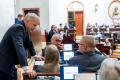Radni podczas sesji na Sali Sejmu Śląskiego w Katowicach. 