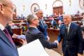 Przedstawiciele ROD odbieraja umoway podczas gali w Sali Sejmu Śląskiego. 