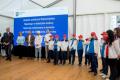Uroczystość wręczenia symbolicznych czeków na Stadionie Śląskim. 