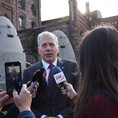 Konferencja prasowa dot. rozpoczęcia ostatniego etapu rewitalizacji dawnej kopalni „Katowice”. fot. Andrzej Grygiel / UMWS