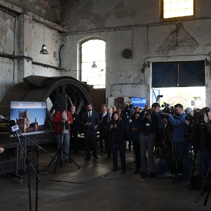 Konferencja prasowa dot. rozpoczęcia ostatniego etapu rewitalizacji dawnej kopalni „Katowice”. fot. Andrzej Grygiel / UMWS