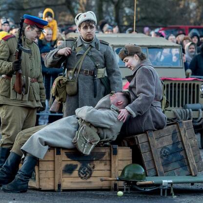 Rekonstrukcja zdarzeń z 1945 r. w rejonie Upper Silesia. (wygenerowano przez AI)