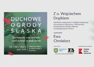 Promocja spotkania z cyklu "Duchowe Ogrody Śląska" w Bibliotece Śląskiej. (wygenerowano przez AI)