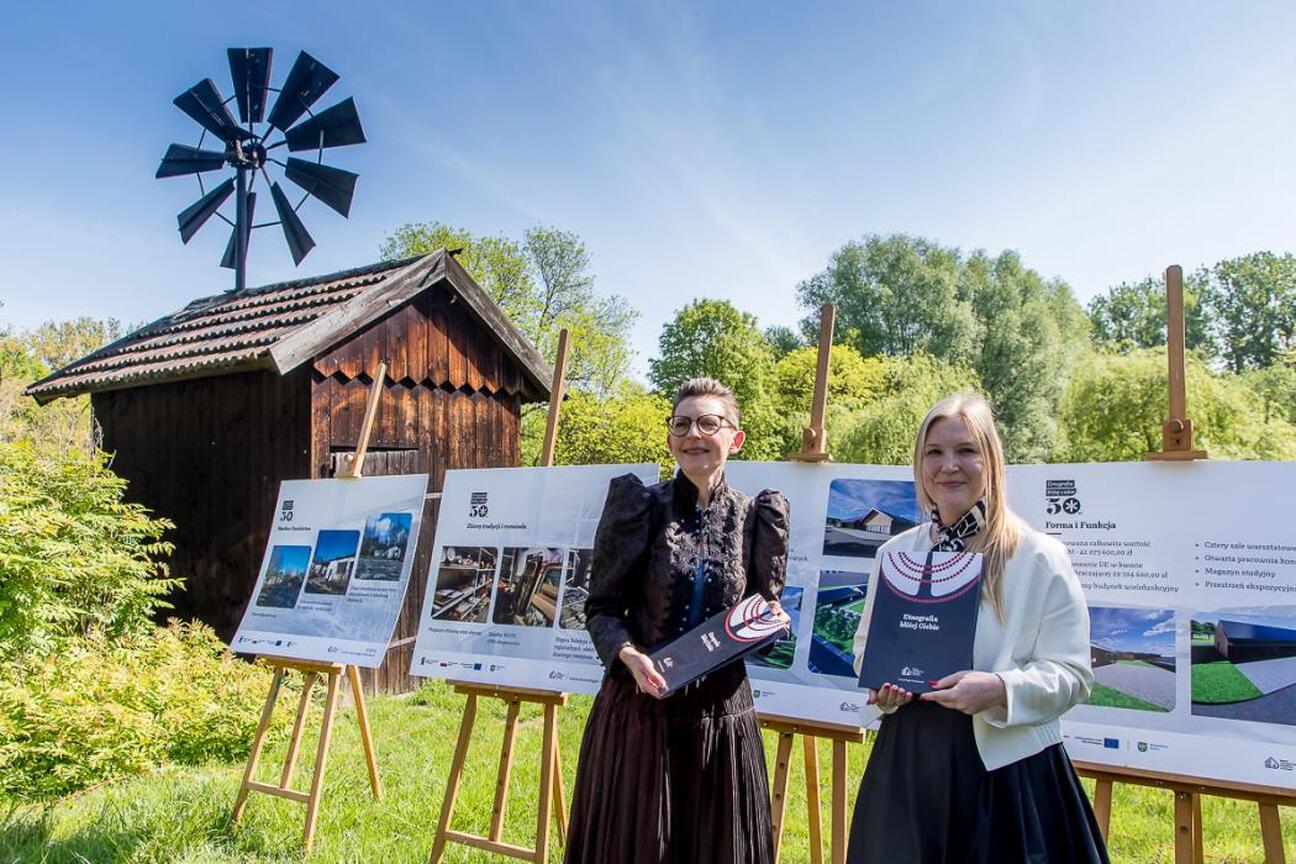 Nowoczesny kompleks kulturalny w Górnym Śląsku, projektowany dla Muzeum Górnosląskiego Parku Etnograficznego w Chorzowie. (wygenerowano przez AI)