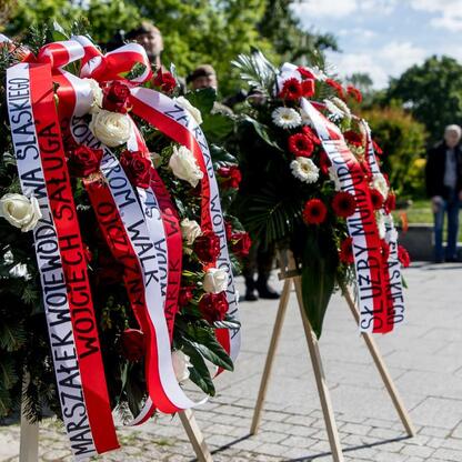 Wernisaż kwiatowy z okazji 80. rocznicy zakończenia II wojny światowej w Europie, Katowice. (wygenerowano przez AI)