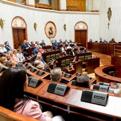 Grzegorz Boski, Wicemarszałek Województwa Śląskiego, wręcza umowy na realizację projektów Sołeckiej Inicjatywy w Sali Sejmu Śląskiego. (wygenerowano przez AI)