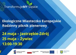 Promocja "Ekologicznych Miasteczek Europejskich" w Jastrzębiu-Zdroju i Żywcu. pikniki rodzinne z atrakcjami ekologicznymi. (wygenerowano przez AI)