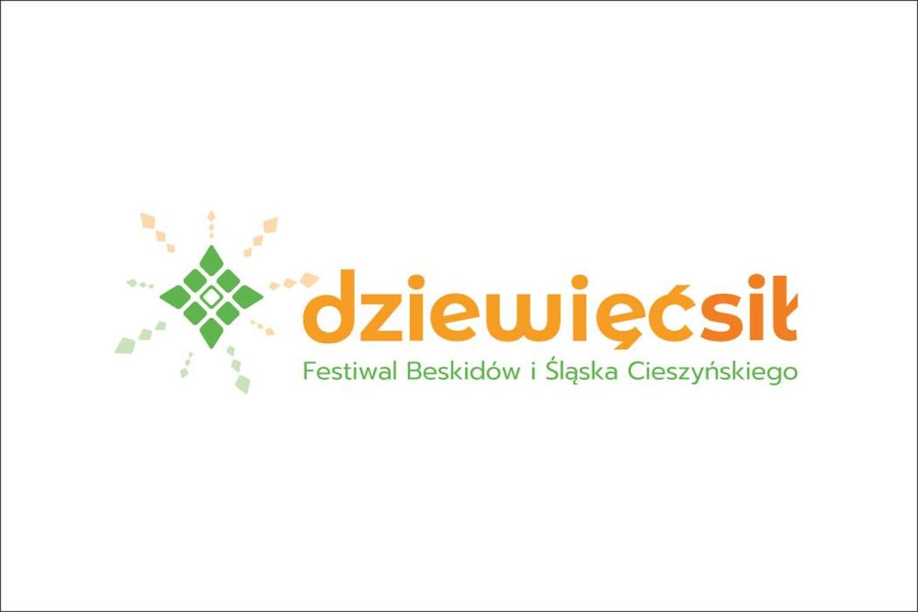 Logo festiwalu Dziewięćsił, upamiętniające bogactwo przyrody i kultury Beskidów i Śląska Cieszyńskiego. (wygenerowano przez AI)