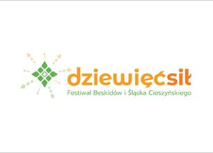 Logo festiwalu Dziewięćsił, upamiętniające bogactwo przyrody i kultury Beskidów i Śląska Cieszyńskiego. (wygenerowano przez AI)