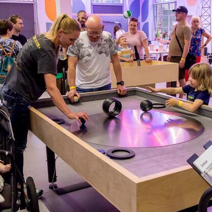 Lively interactive exhibit at INDUSTRIADY festival, part of Silesian Heritage Trail. (wygenerowano przez AI)