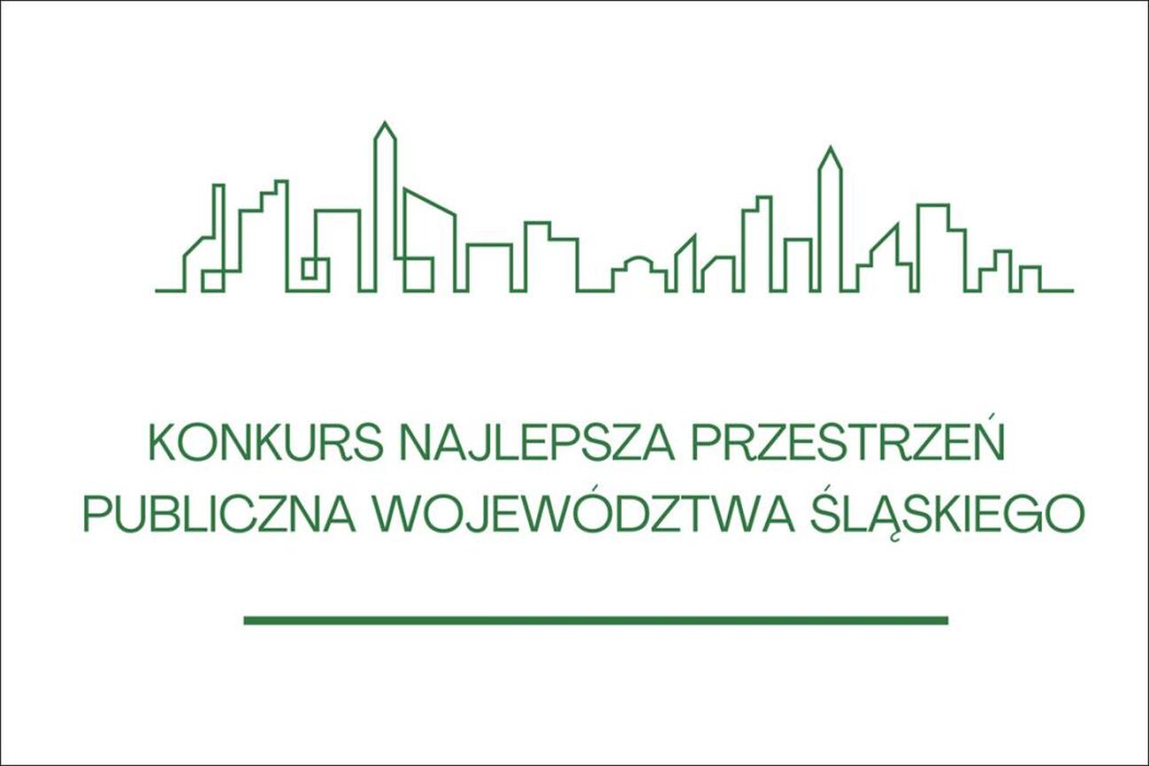 Minimalistyczna grafika reklamująca konkurs "Najlepsza Przestrzeń Publiczna Województwa Śląskiego" z ostatnimi datami zgłoszeń. (wygenerowano przez AI)