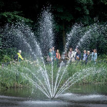 Park Kieszonkowy w Mikołowie, zieleń i wodne fontanny, miejsce spotkań i edukacji ekologicznej. (wygenerowano przez AI)