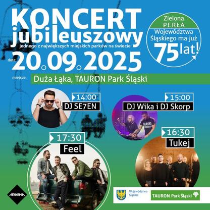 Jubileuszowy koncert w TAURON Parku Śląskim z okazji 75-lecia parku. (wygenerowano przez AI)