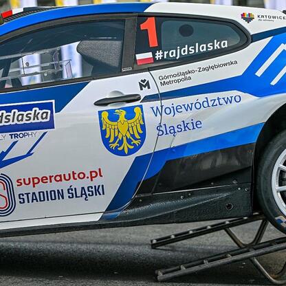Rally car adorned with 