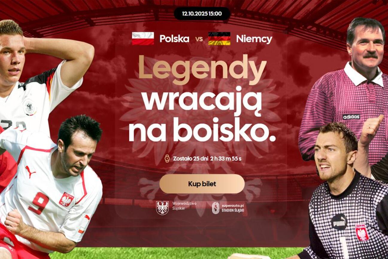 Promocja meczu Polska - Niemcy, legendy wracają na Superauto.pl Stadion Śląskim. (wygenerowano przez AI)