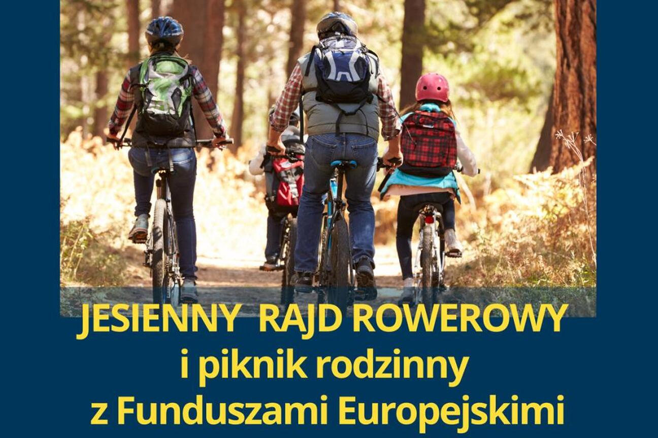 Jesienny rajd rowerowy z rodzinnym piknikiem w Poraju, wsparty przez Europejskie Fundusze. (wygenerowano przez AI)