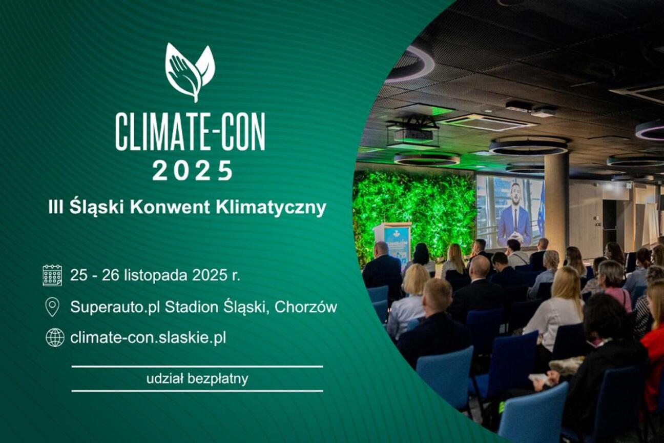 Promocja III Śląskiego Konwentu Klimatycznego (Climate-Con 2025) w Superauto.pl Stadion Śląski w Chorzowie. Wydarzenie skupia się na klimatycznej adaptacji i zrównoważonym rozwoju. (wygenerowano przez AI)