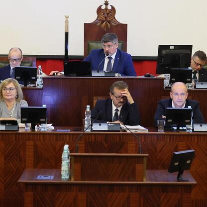 Sesja Sejmiku Województwa Śląskiego, dyskusja nad finansami i organizacją. (wygenerowano przez AI)