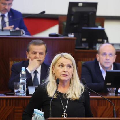 Widoczna jest sesja Sejmiku Województwa Śląskiego, gdzie radni dyskutują i głosują nad zmianami w budżecie i finansach. (wygenerowano przez AI)