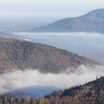 Bieszczady w mglistym świetle, zapraszając na zimowe przygody. (wygenerowano przez AI)
