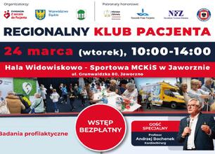 Regionalny Klub Pacjenta w Jaworznie, 24.03.2026, godz. 10:00-14:00, MCKiS, bezpłatne badania i porady. (wygenerowano przez AI)