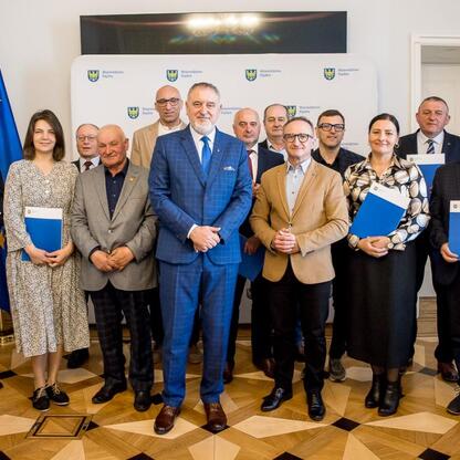 Grzegorz Boski, wicemarszałek Województwa Śląskiego, podczas uroczystości wręczenia certyfikatów w ramach 