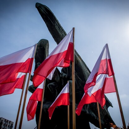 Wieńce u stóp Pomnika Żołnierza Polskiego. fot. Tomasz Żak / UMWS