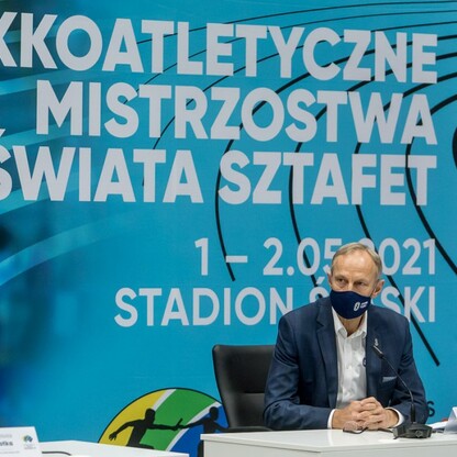 Konferencja prasowa 100 dni przed mistrzostwami świata sztafet na Stadionie Śląskim