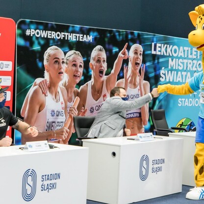 Konferencja prasowa 100 dni przed mistrzostwami świata sztafet na Stadionie Śląskim