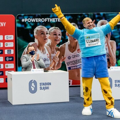 Konferencja prasowa 100 dni przed mistrzostwami świata sztafet na Stadionie Śląskim