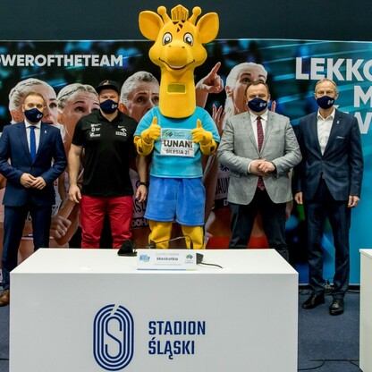 Konferencja prasowa 100 dni przed mistrzostwami świata sztafet na Stadionie Śląskim