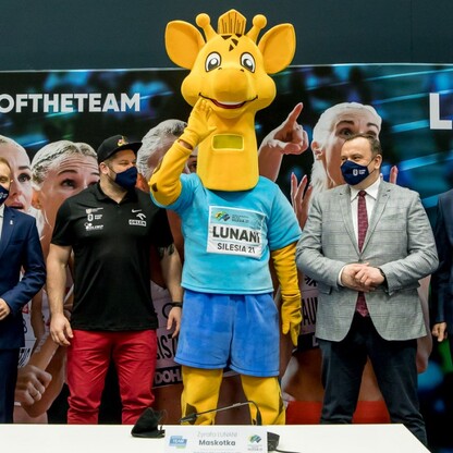 Konferencja prasowa 100 dni przed mistrzostwami świata sztafet na Stadionie Śląskim