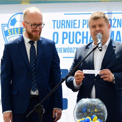 Losowanie drużyn Turnieju Silesia Cup o Puchar Marszałka Województwa Śląskiego. fot. Patryk Pyrlik / UMWS