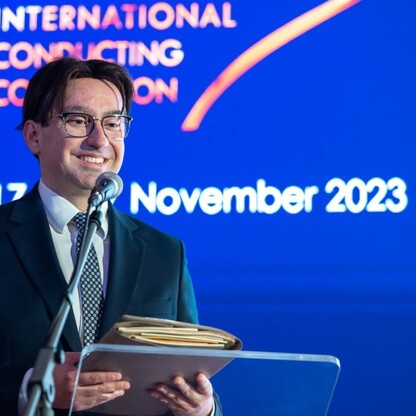 Konferencja prasowa zapowiadająca Międzynarodowy Konkurs Dyrygentów im. Grzegorza Fitelberga.  fot. Andrzej Grygiel / UMWS
