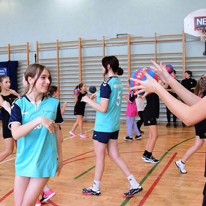 Pokazowy trening piłki ręcznej w Tychach. fot. Patryk Pyrlik / UMWS