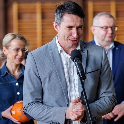 Spotkanie z ambasadorami mistrzostw świata w piłce ręcznej. fot. Andrzej Grygiel / UMWS