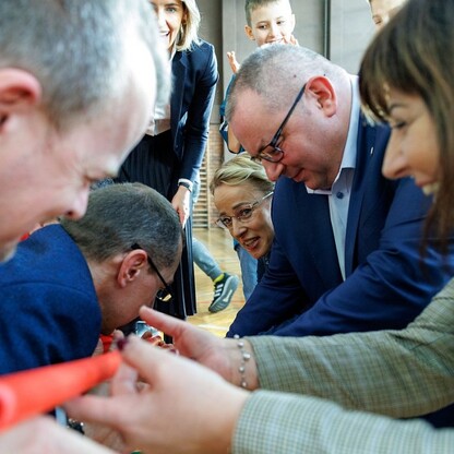 Spotkanie z ambasadorami mistrzostw świata w piłce ręcznej. fot. Andrzej Grygiel / UMWS