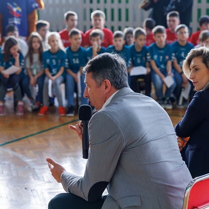 Spotkanie z ambasadorami mistrzostw świata w piłce ręcznej. fot. Andrzej Grygiel / UMWS