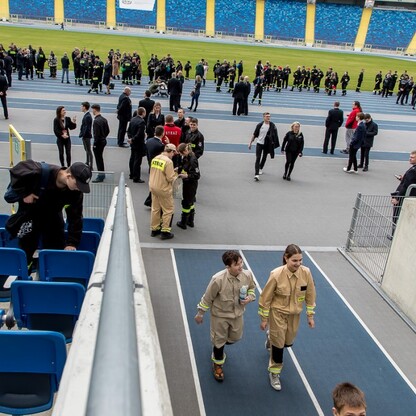 Kongres Młodzieżowych Drużyn Pożarniczych na Stadionie Śląskim. fot. Tomasz Żak / UMWS
