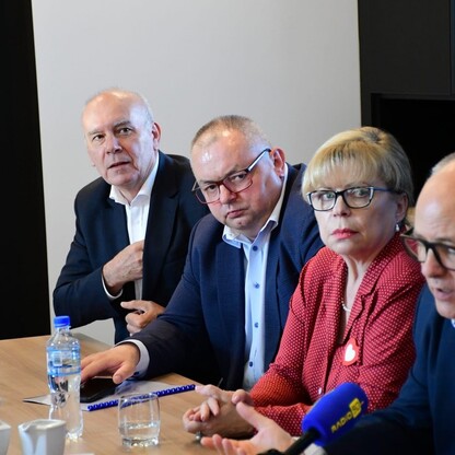Konferencja prasowa Starostwie Powiatowym w Wodzisławiu Śląskim nt. kluczowych, lokalnych inwestycji drogowych. fot. Patryk Pyrlik / UMWS