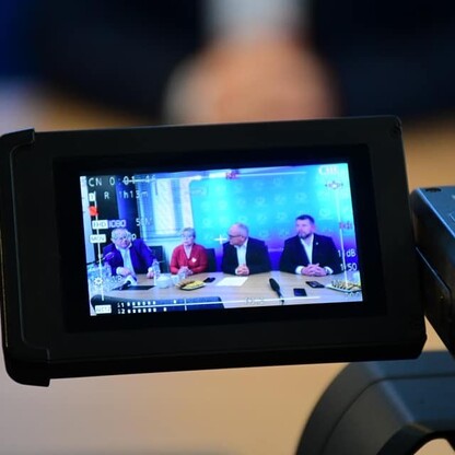 Konferencja prasowa Starostwie Powiatowym w Wodzisławiu Śląskim nt. kluczowych, lokalnych inwestycji drogowych. fot. Patryk Pyrlik / UMWS