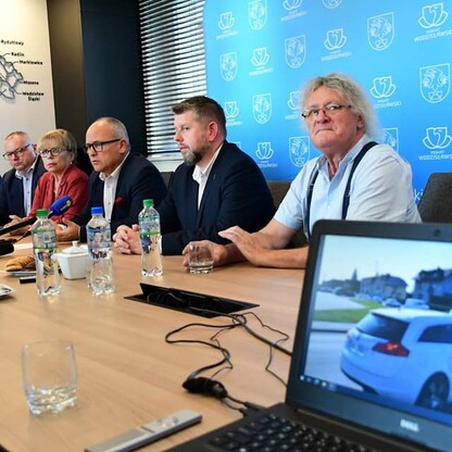 Konferencja prasowa Starostwie Powiatowym w Wodzisławiu Śląskim nt. kluczowych, lokalnych inwestycji drogowych. fot. Patryk Pyrlik / UMWS