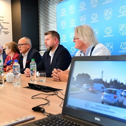 Konferencja prasowa Starostwie Powiatowym w Wodzisławiu Śląskim nt. kluczowych, lokalnych inwestycji drogowych. fot. Patryk Pyrlik / UMWS