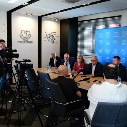 Konferencja prasowa Starostwie Powiatowym w Wodzisławiu Śląskim nt. kluczowych, lokalnych inwestycji drogowych. fot. Patryk Pyrlik / UMWS