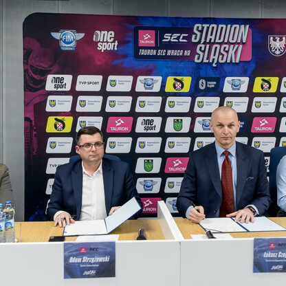 Konferencja prasowa dotycząca przyszłorocznego wydarzenia żużlowego na Stadionie Śląskim. fot Tomasz Żak / UMWS