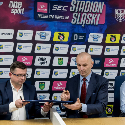 Konferencja prasowa dotycząca przyszłorocznego wydarzenia żużlowego na Stadionie Śląskim. fot Tomasz Żak / UMWS