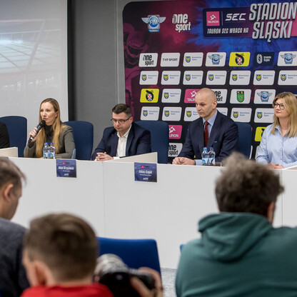 Konferencja prasowa dotycząca przyszłorocznego wydarzenia żużlowego na Stadionie Śląskim. fot Tomasz Żak / UMWS