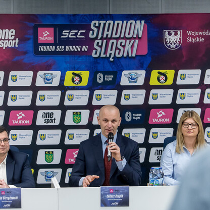 Konferencja prasowa dotycząca przyszłorocznego wydarzenia żużlowego na Stadionie Śląskim. fot Tomasz Żak / UMWS
