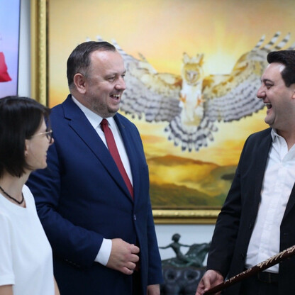 Spotkanie z gubernatorem brazylijskiego stanu Parana, Carlosem Massa Ratinho Juniorem. fot. Andrzej Grygiel / UMWS