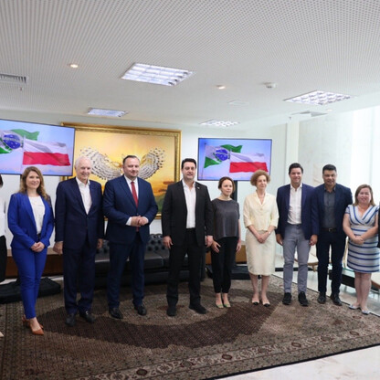 Spotkanie z gubernatorem brazylijskiego stanu Parana, Carlosem Massa Ratinho Juniorem. fot. Andrzej Grygiel / UMWS